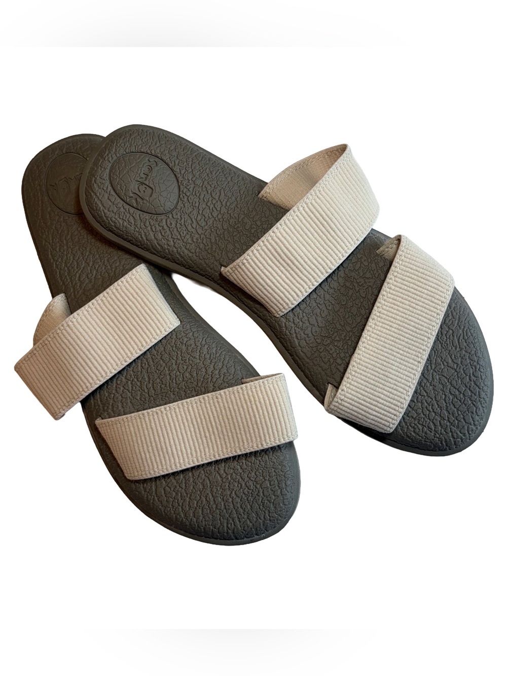 NWOT Sanuk Yoga Gora Gora Slides Natural Off White Cream Sandals Women’s 8